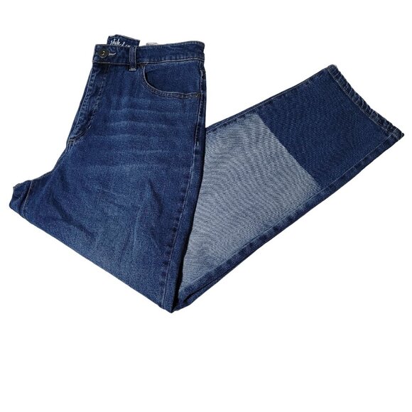 Style Co Straight Ankle Mom Jeans Womens Size 6 High Rise Shadow Wash Denim Pant - Picture 1 of 7